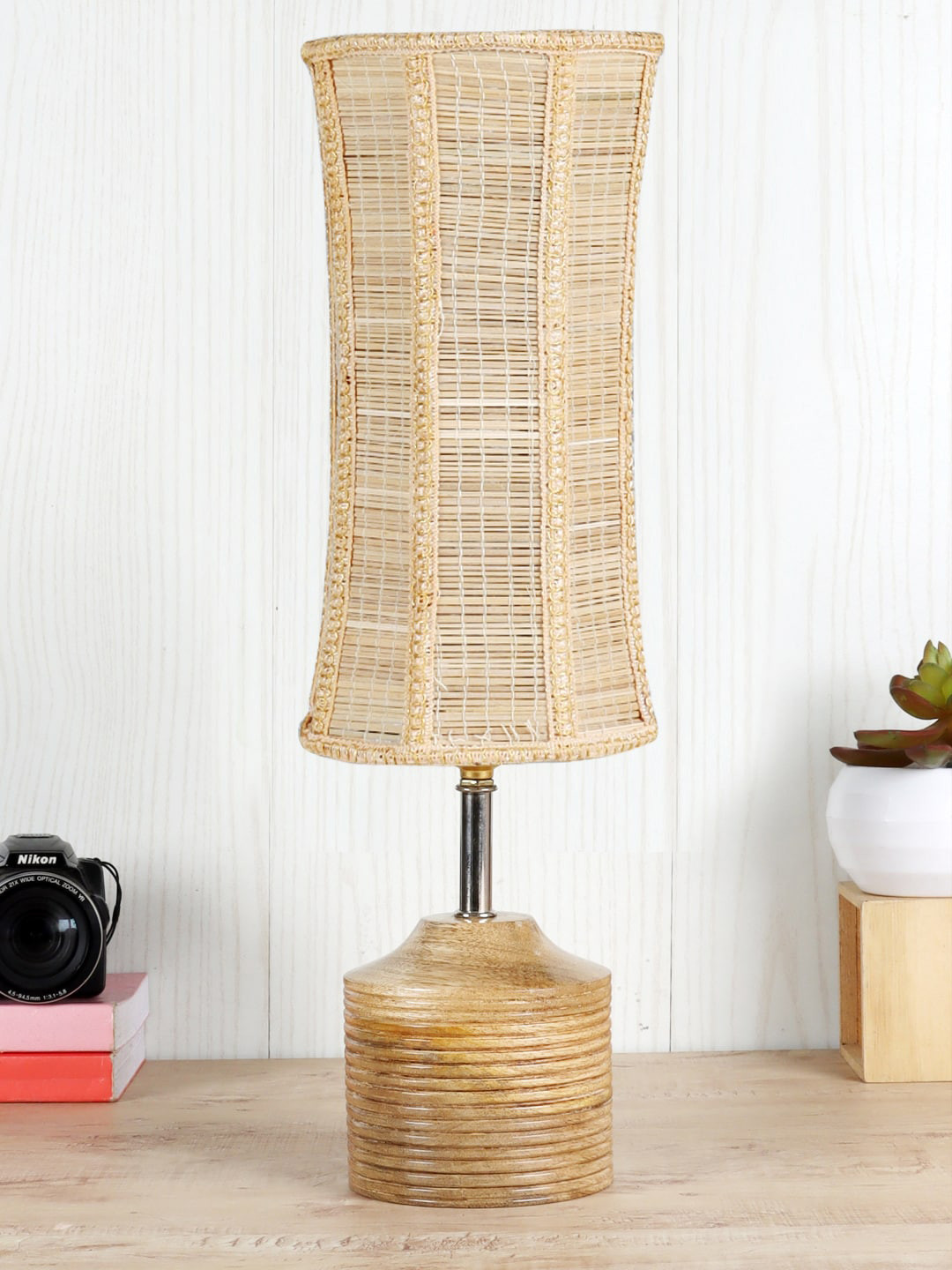 Devansh Beige Textured Table Lamps
