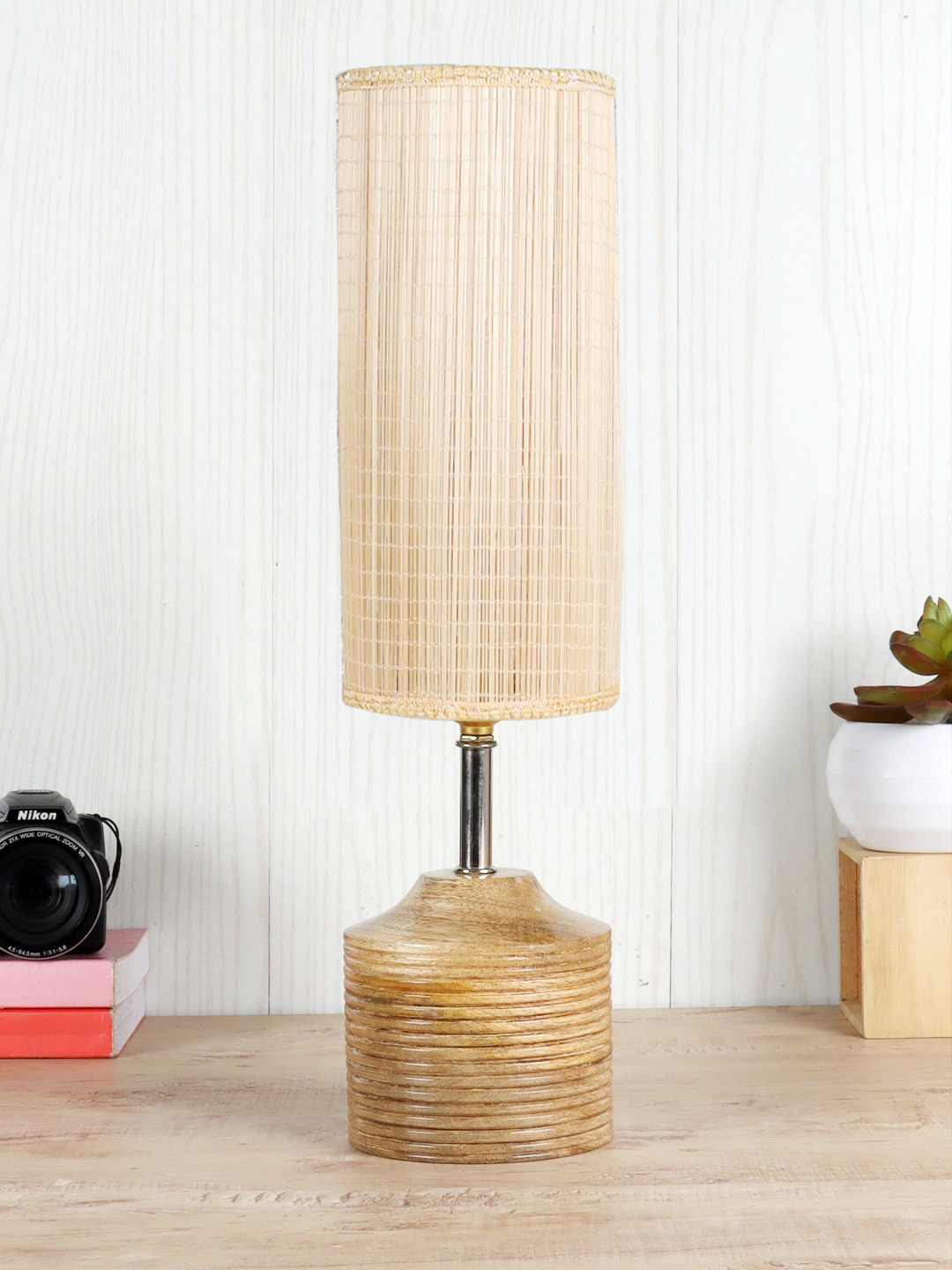 Devansh Beige Textured Table Lamps