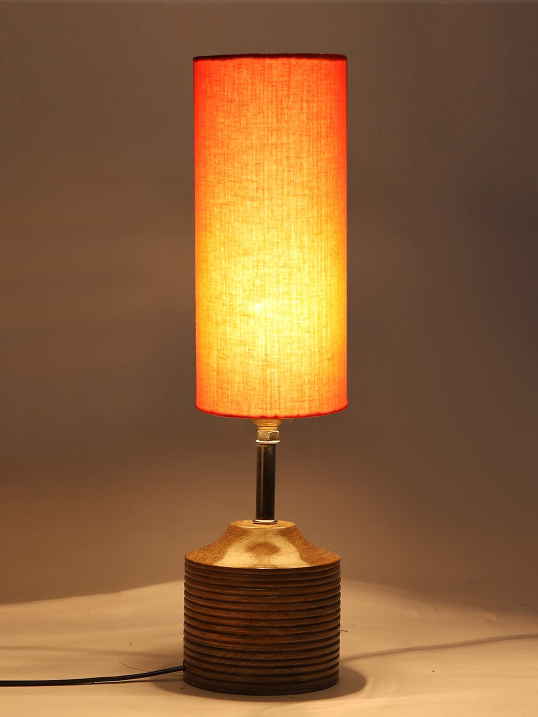 Devansh Orange Textured Table Lamps With Cotton Shade
