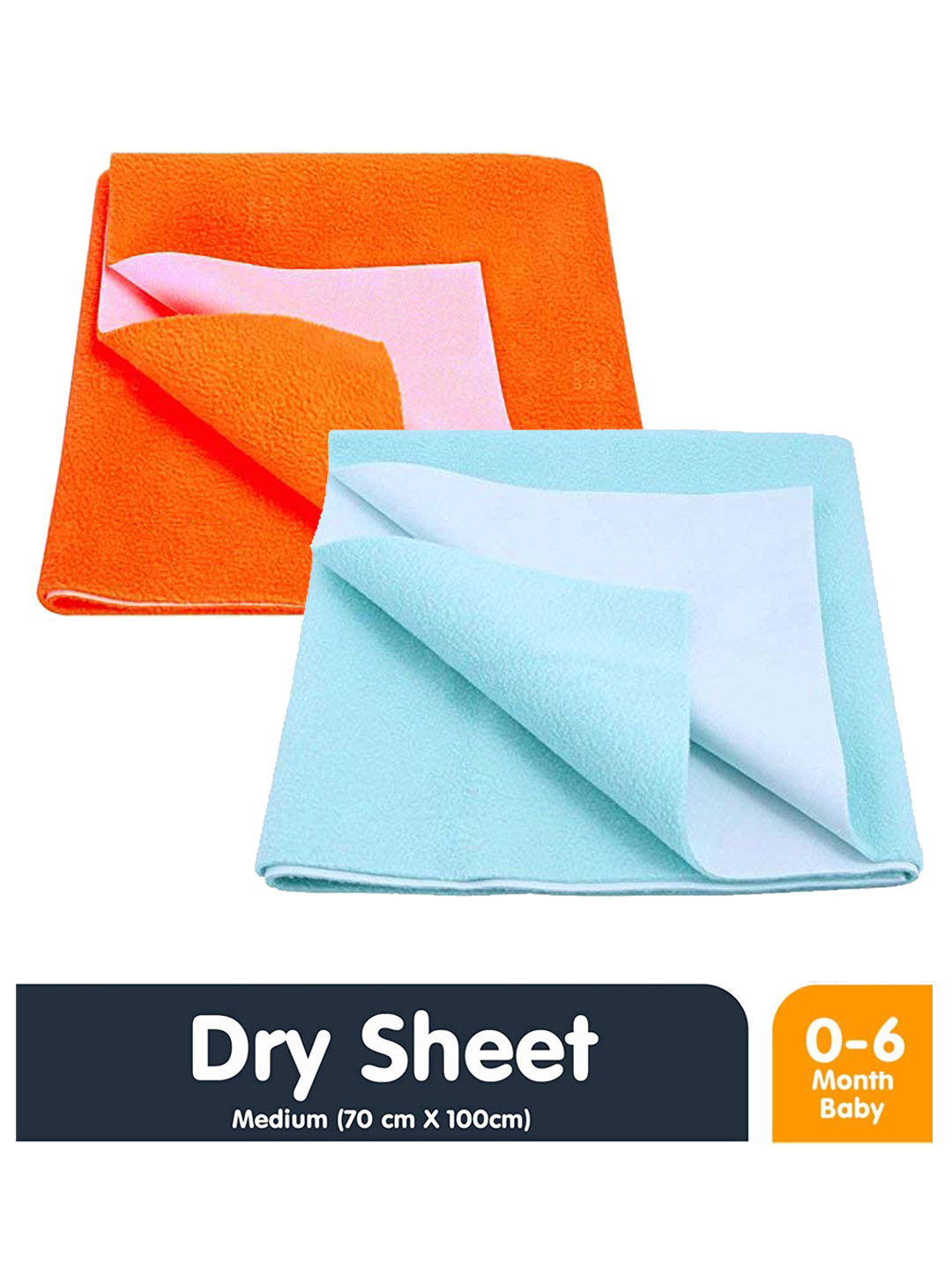 Moms Home Kids Pack Of 2 Blue & Orange Solid Waterproof Protector Dry Sheet
