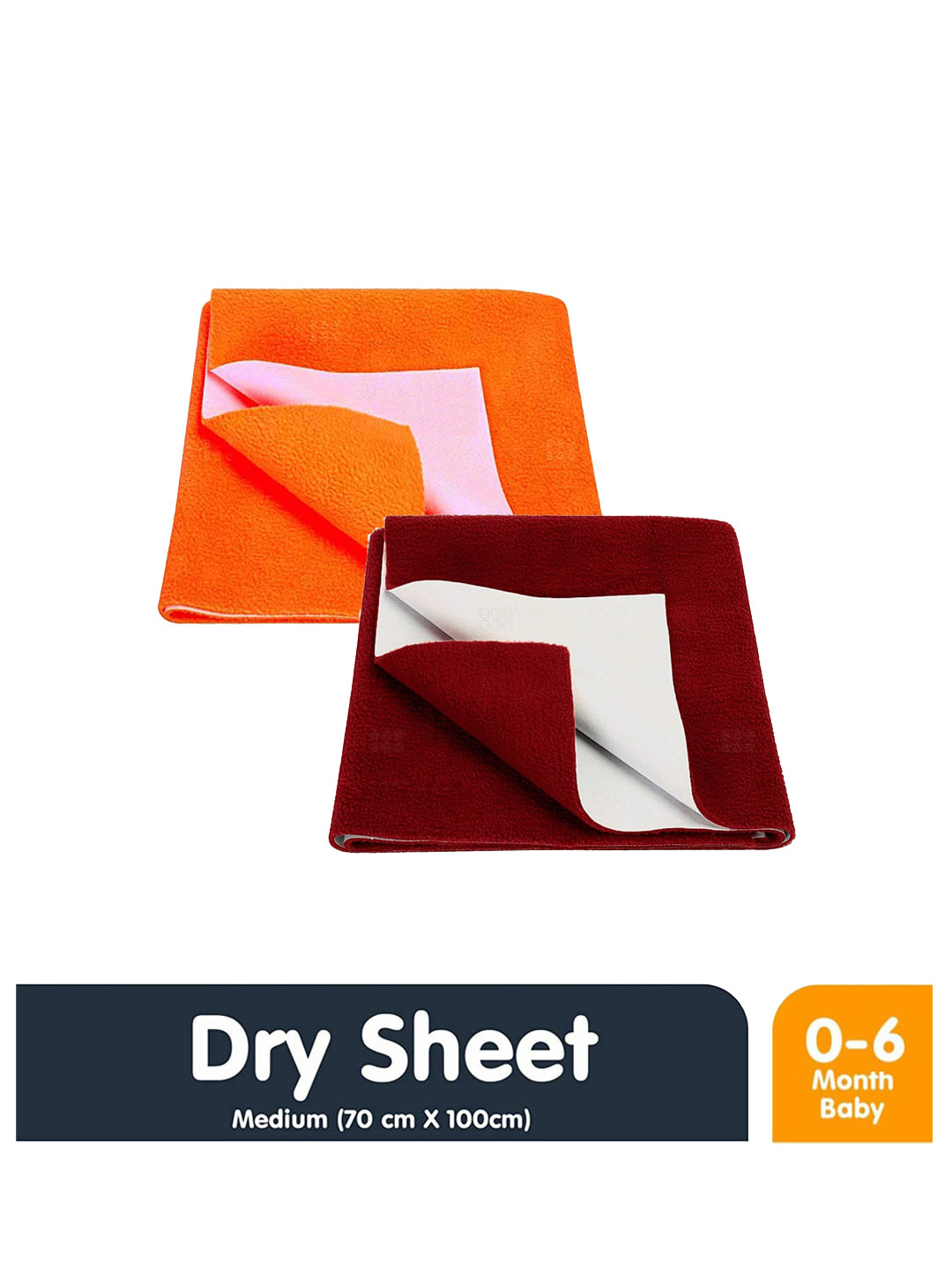 Moms Home Kids Set Of 2 Maroon & Orange Waterproof Protector Dry Sheet