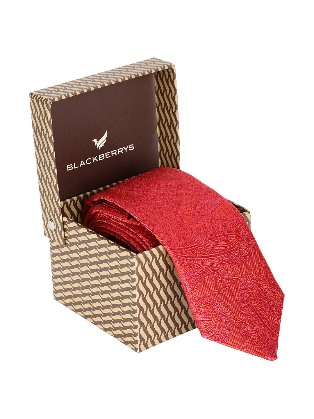 Blackberrys Men Paisley Woven Design Pure Silk Broad Tie