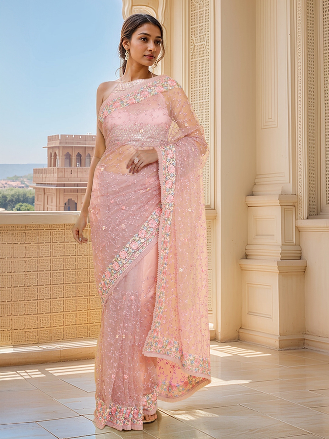 Myntra embroidered sarees shop