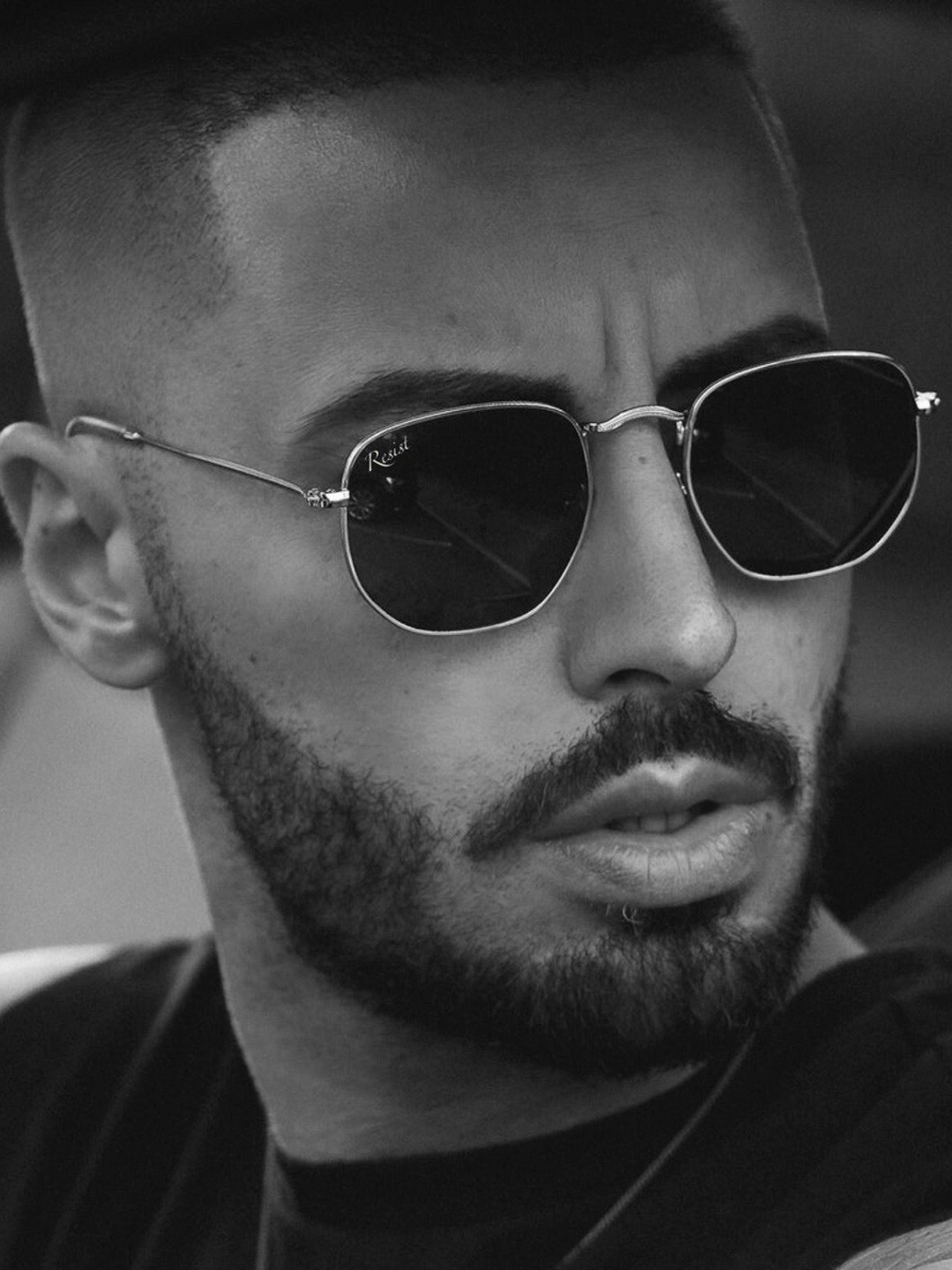 RESIST EYEWEAR Unisex Black Lens & Silver-Toned Rectangle Sunglasses with UV Protected Lens