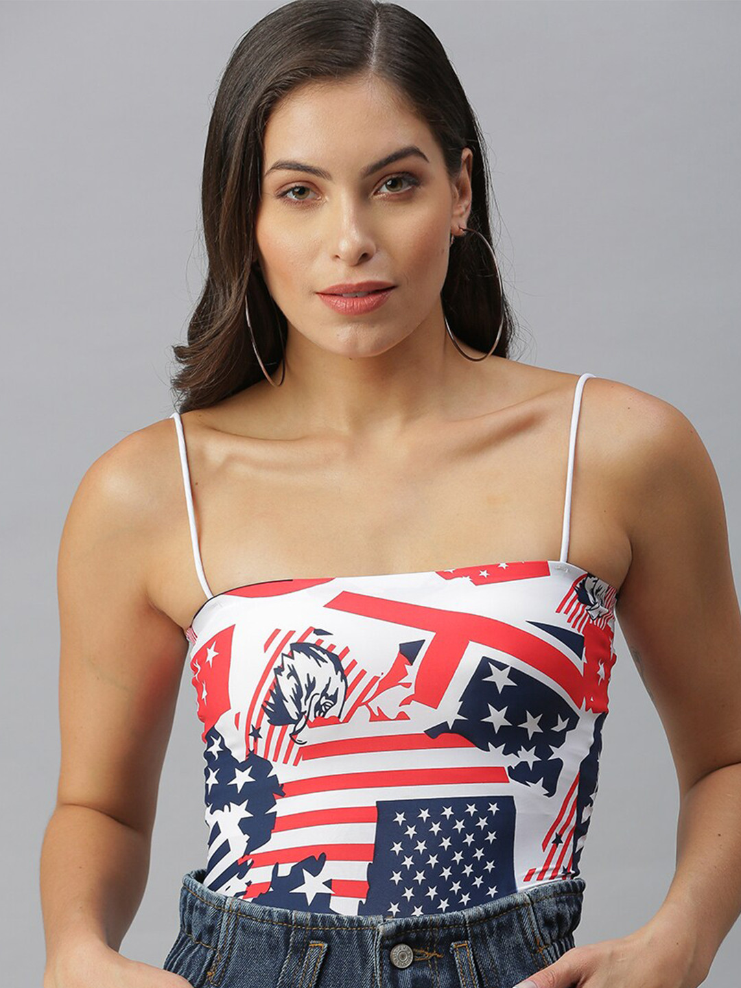 SHOWOFF White & magnolia Floral Print Crop Top