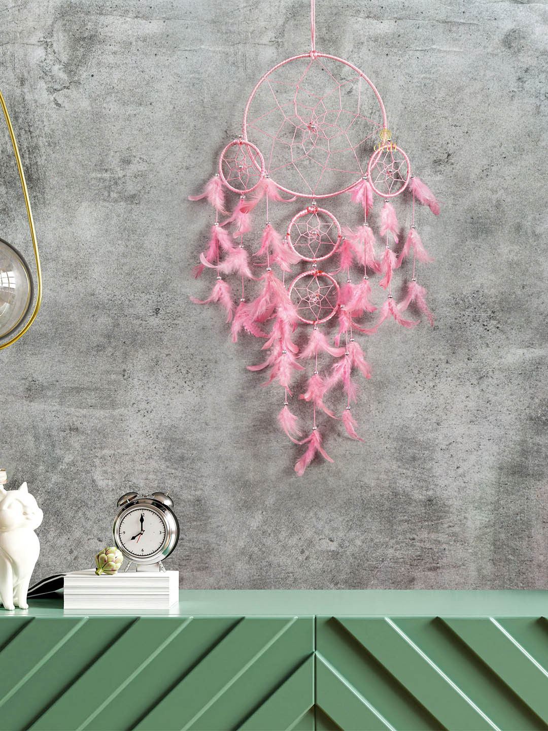 DULI Pink Sunrise 5 Ring Dream Catcher