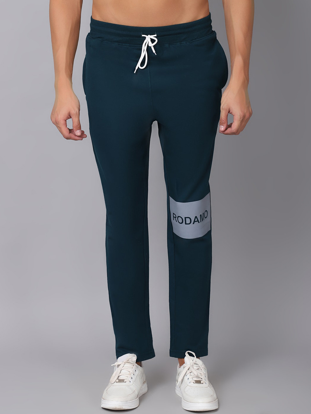 Rodamo Men Teal-Green Solid Track Pants