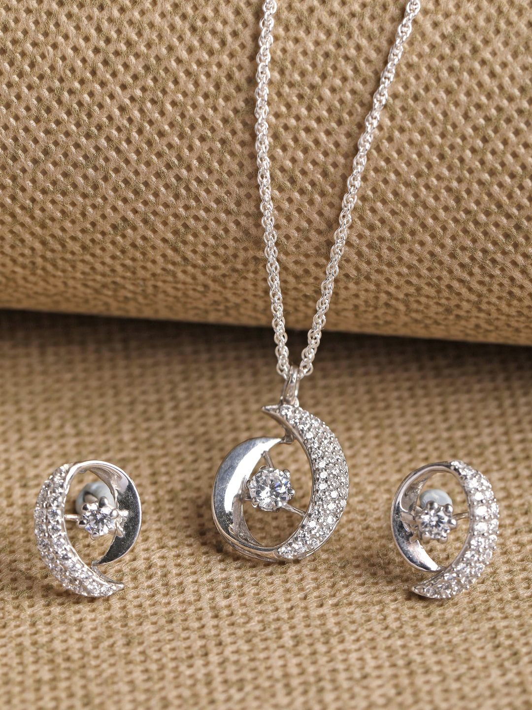 Clara 925 Silver Rhodium-Plated Rosa Jewellery Set