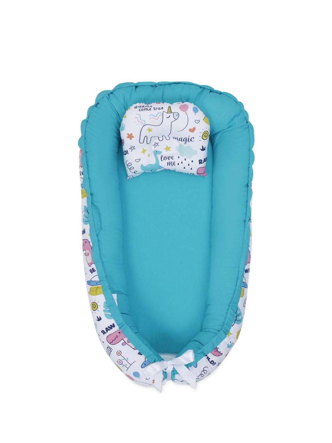 haus & kinder Infants White & Blue Printed Cotton Sleeping Bag