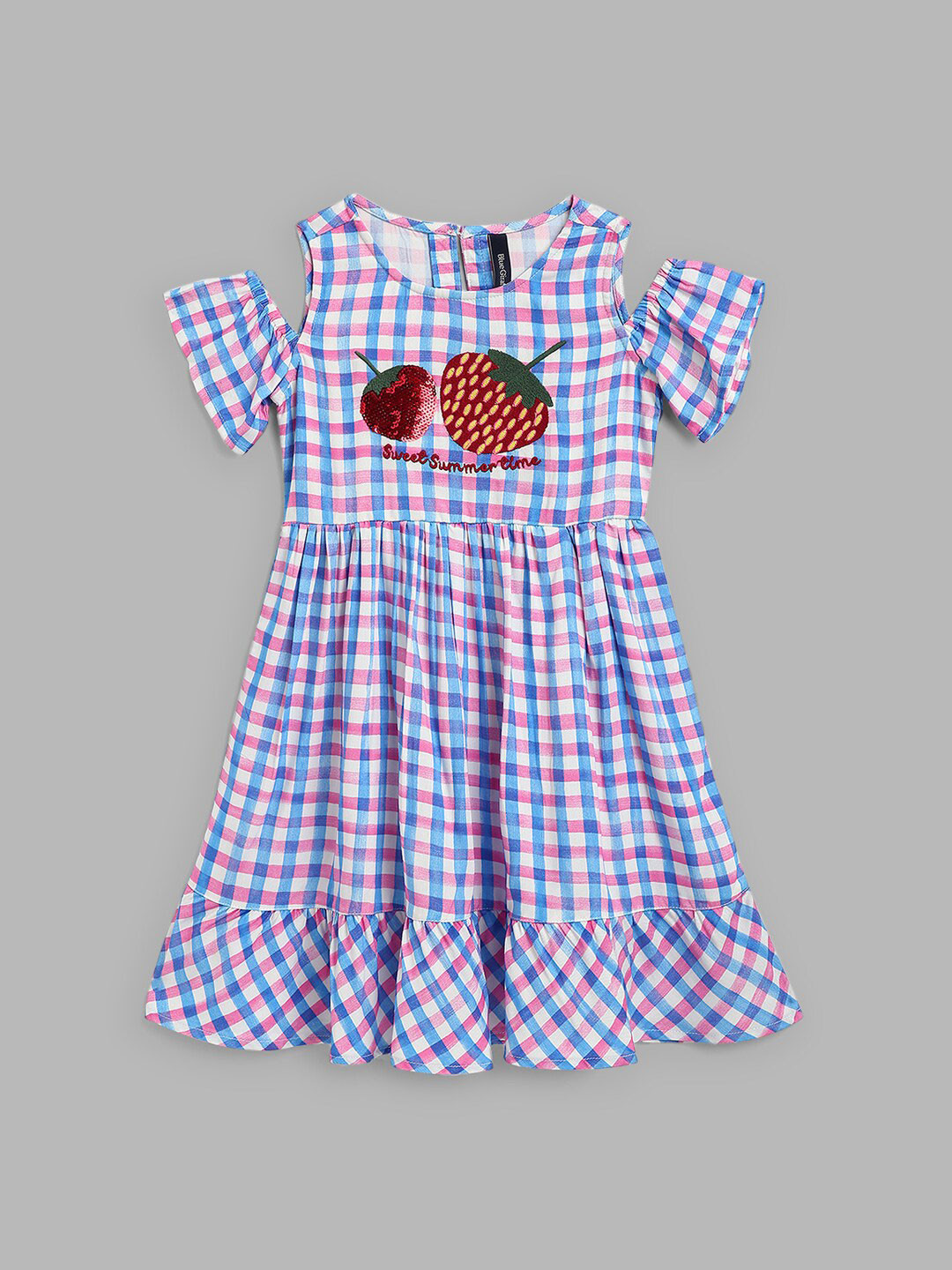 Blue Giraffe Blue Checked Dress