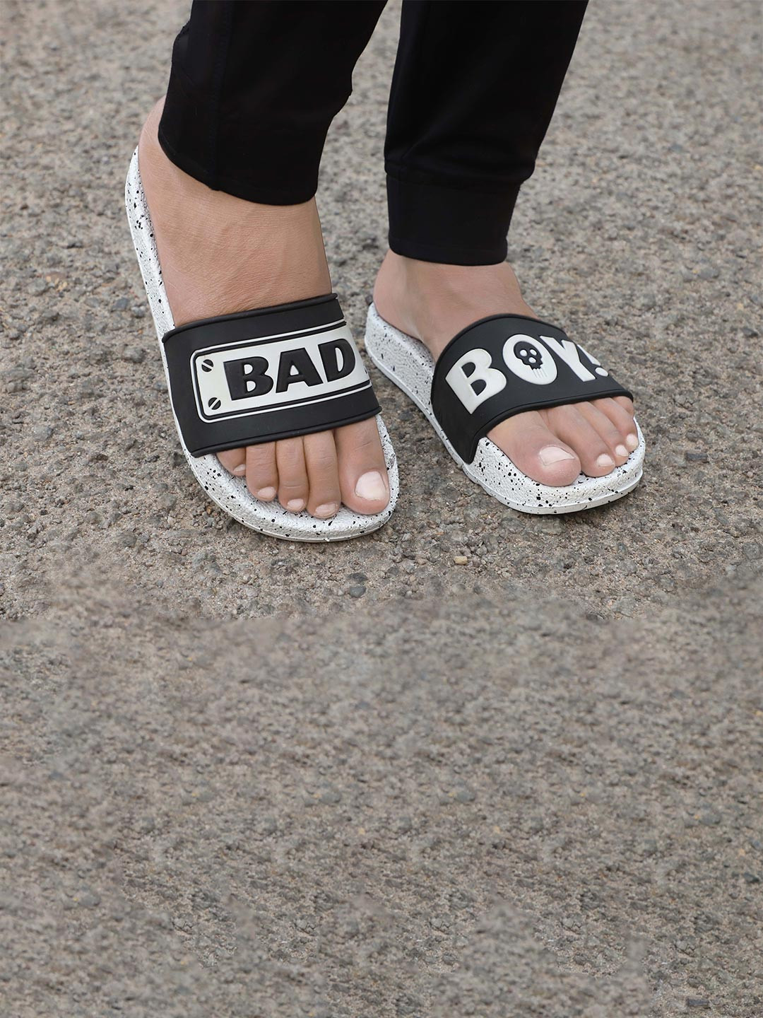 aadi Men White & Black Printed Slip-On