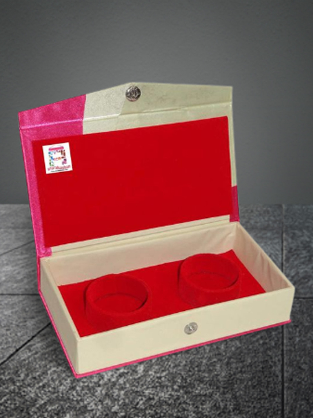 atorakushon Pink & White Solid Bangle Organizer Jewellery Storage Box