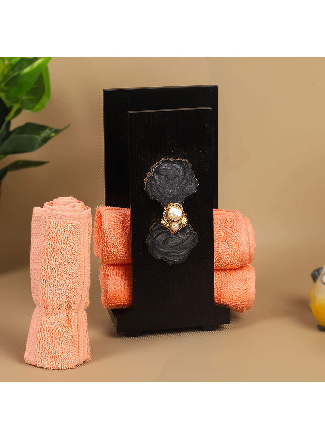 COCKTAIL Brown Solid Wooden Hand Towel Holder