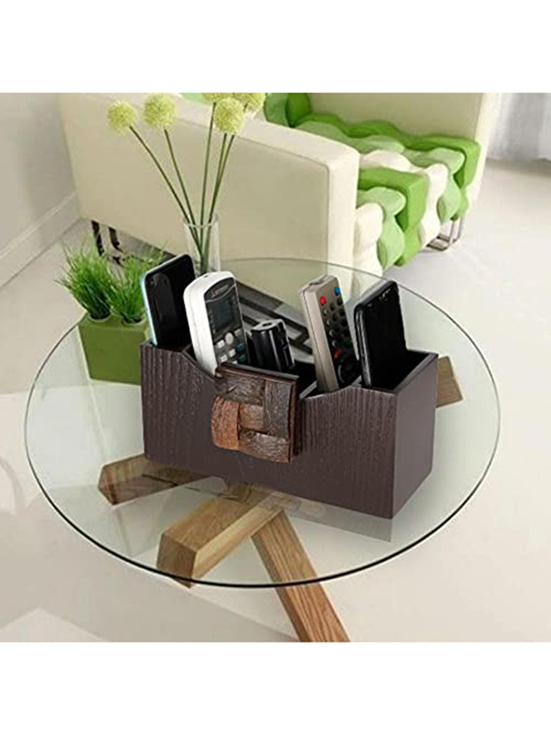 COCKTAIL Brown Designer 5 Section Wooden Remote Holder