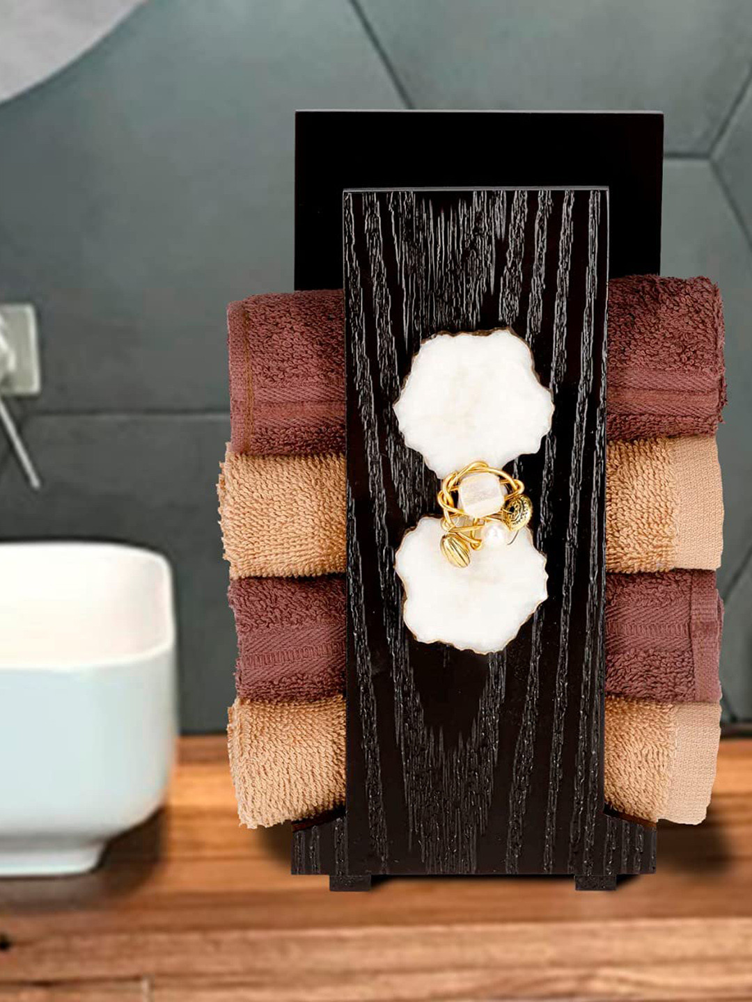 COCKTAIL Brown Solid Wooden Hand Towel Holder
