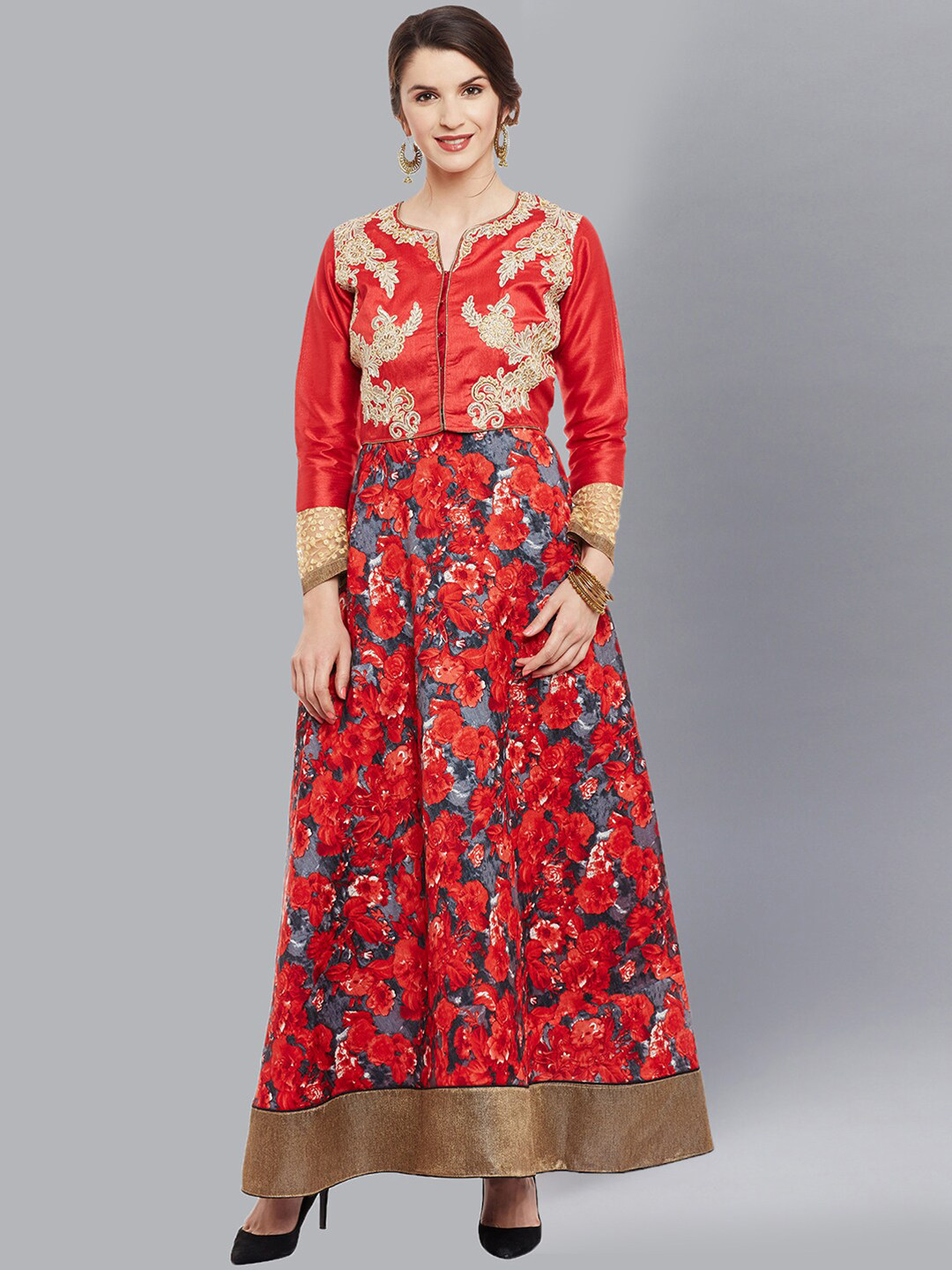 Chhabra 555 Women Red Dress Material