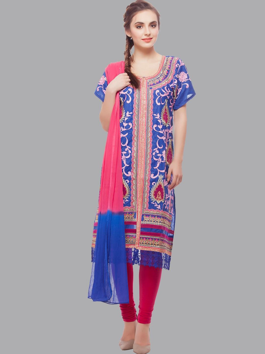 Chhabra 555 Women Blue Dress Material