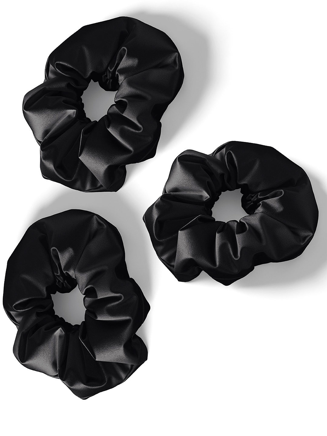 Mueras Women Black Set of 3 Satin Scrunchies
