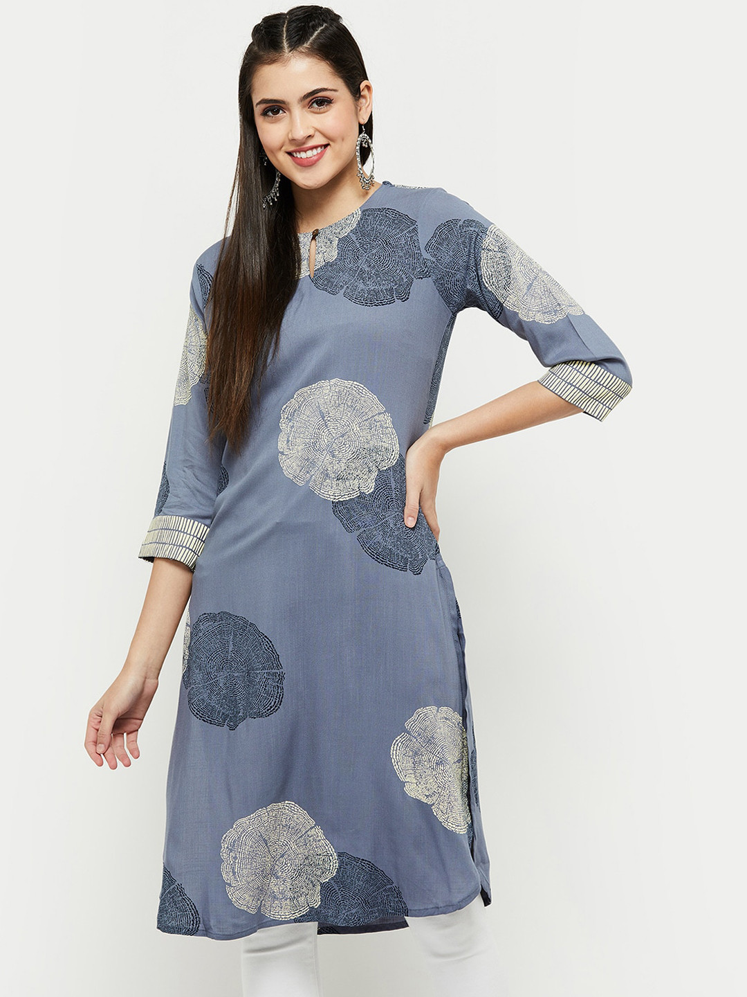 max Women Blue Paisley Kurta