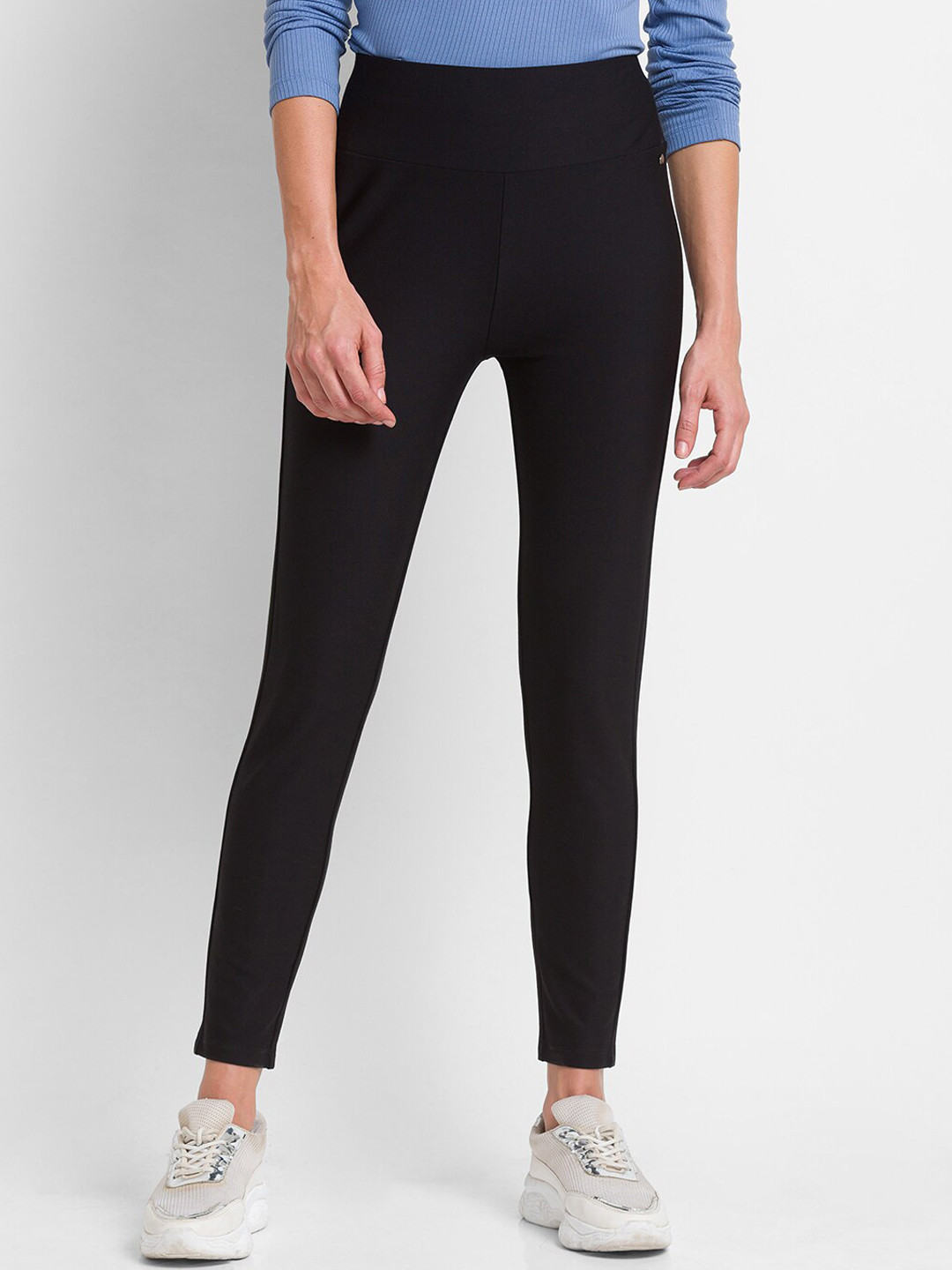 Spykar Women Black Solid Track Pants