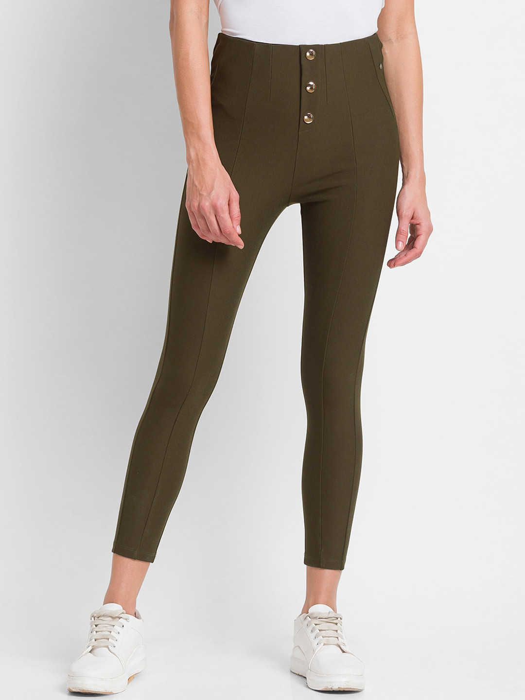 SPYKAR Women Olive Green Treggings