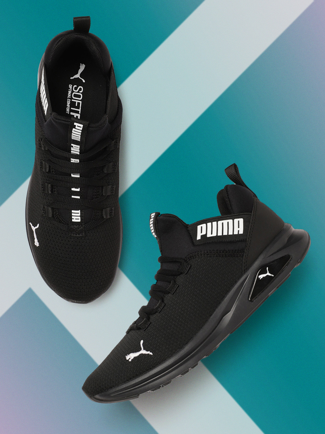Puma Unisex Black Textile Running Non-Marking Shoes