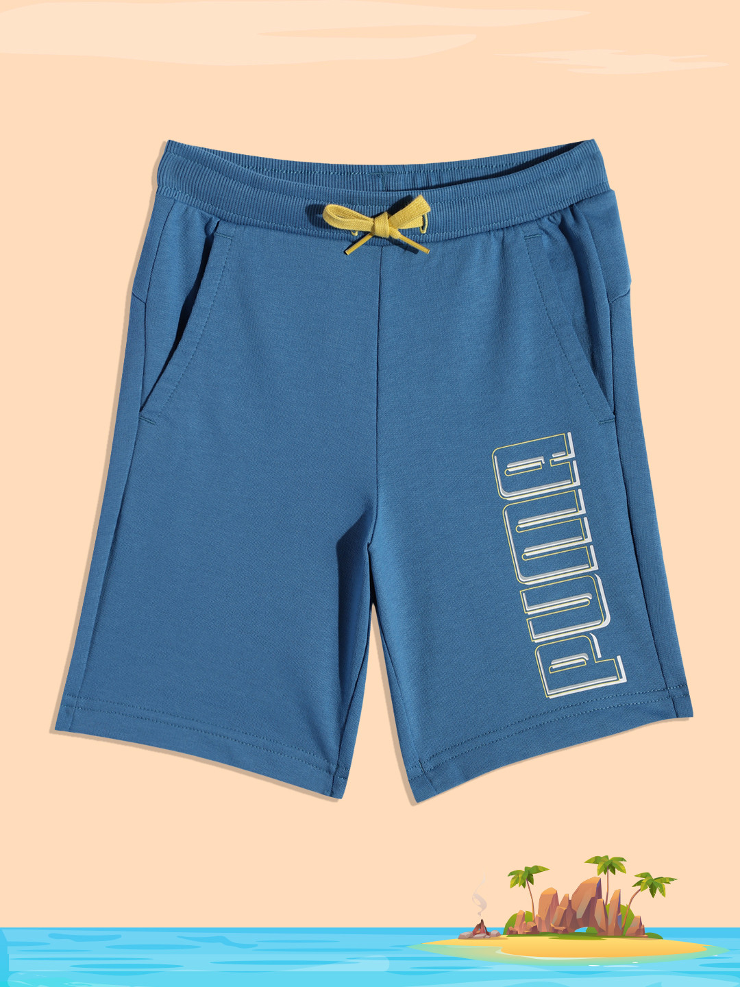 Puma Boys Graphic Logo Youth Print Regular Fit Mid-Rise Regular Shorts