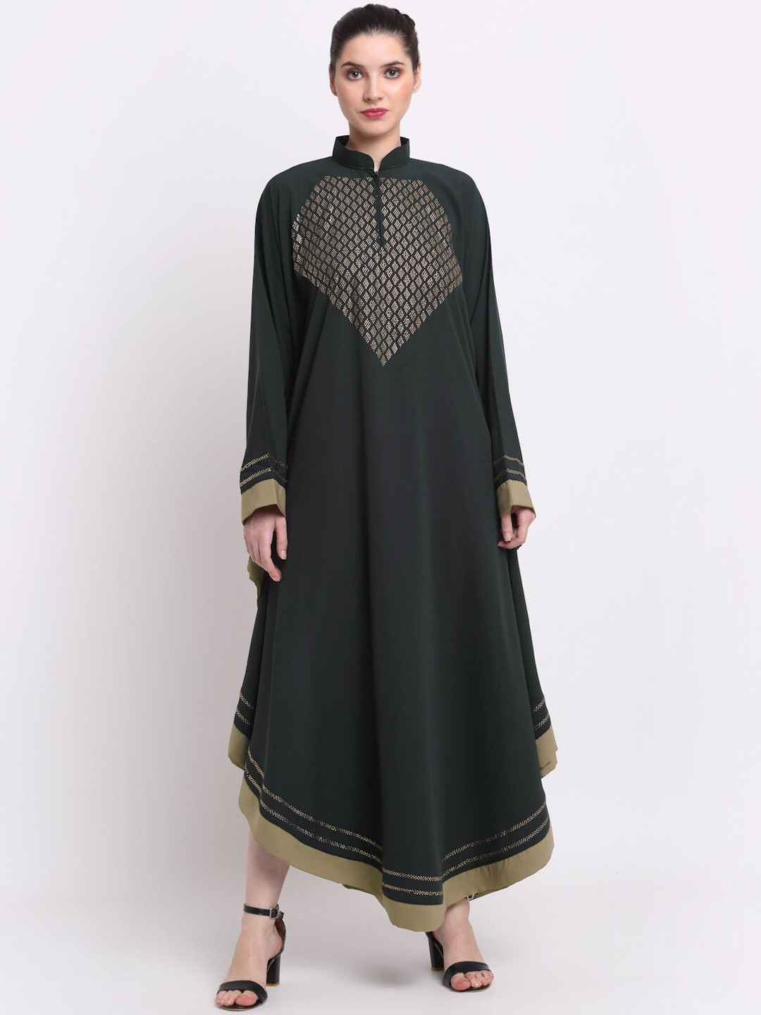 KLOTTHE Women Grey Embellished  Burqa With Scarf