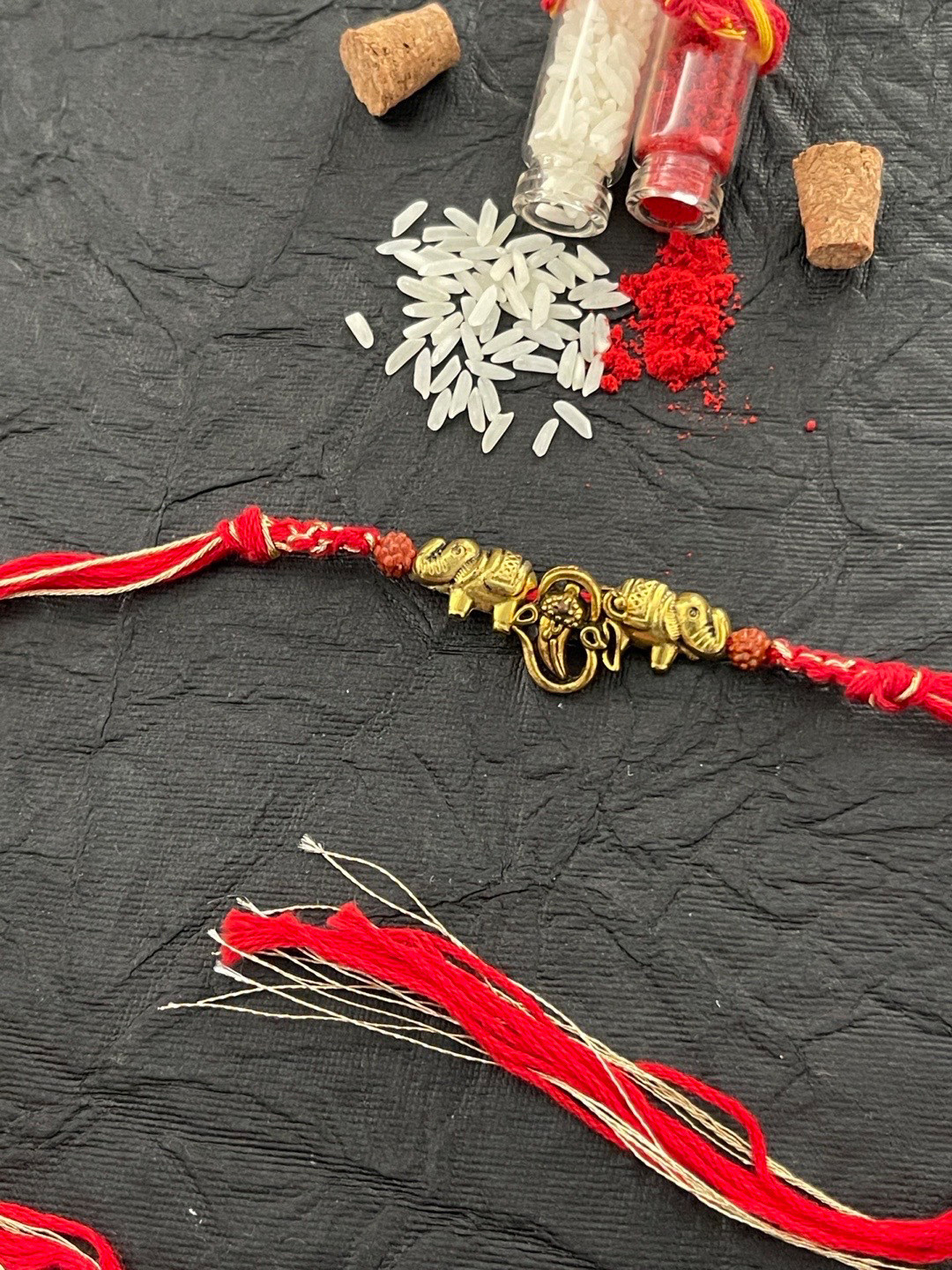 Digital Dress Room Men Gold-Plated Red  Ganesh Ji Designed Rakhi