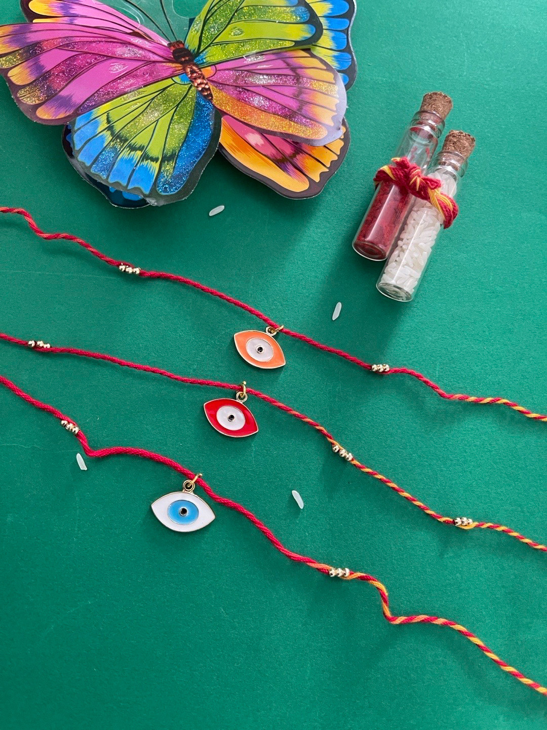 Digital Dress Room Men Pack Of 3 Red Evil Eye Rakhi