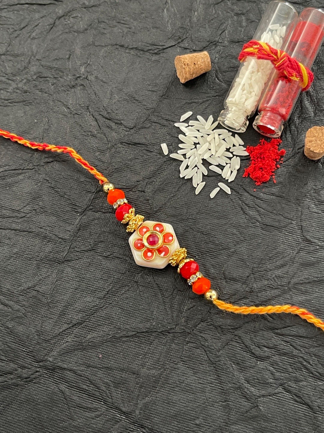 Digital Dress Room Men Red & Yellow Flower Rakhi