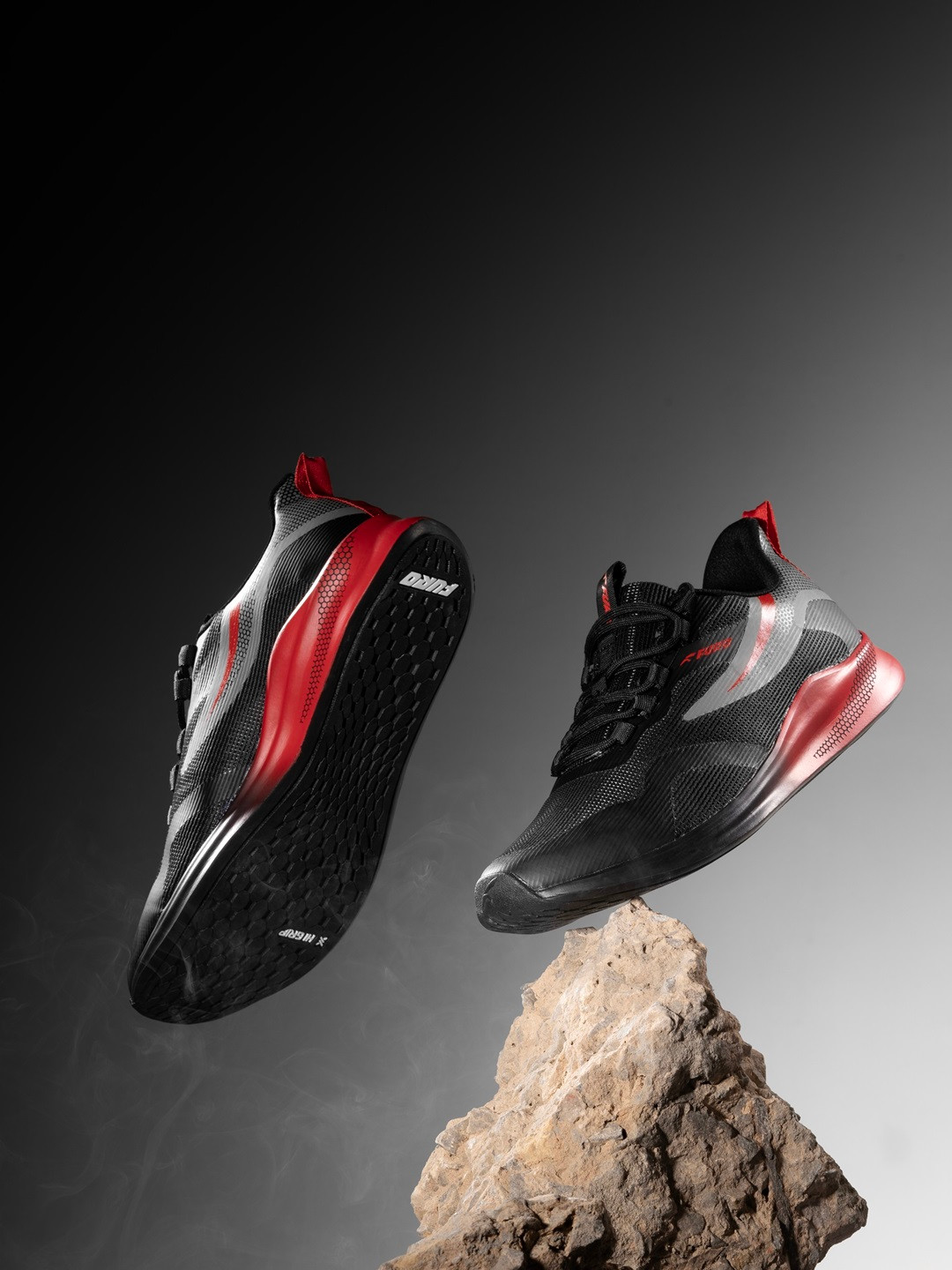 FURO by Red Chief Men Black Mesh Running Shoes