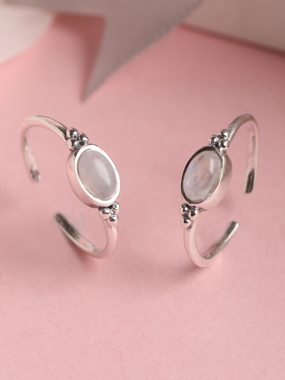 Clara Set Of 2 Silver-Toned & White CZ-Studded Toe Rings