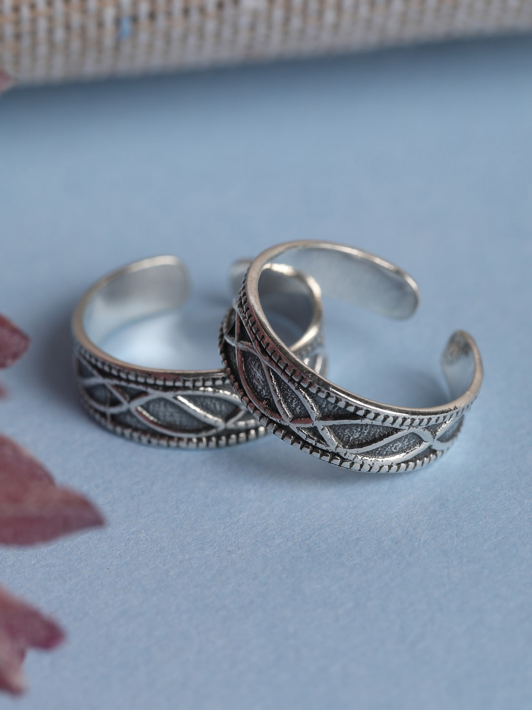 Clara Silver-Toned Oxidized Sterling Silver Irka Toe Rings