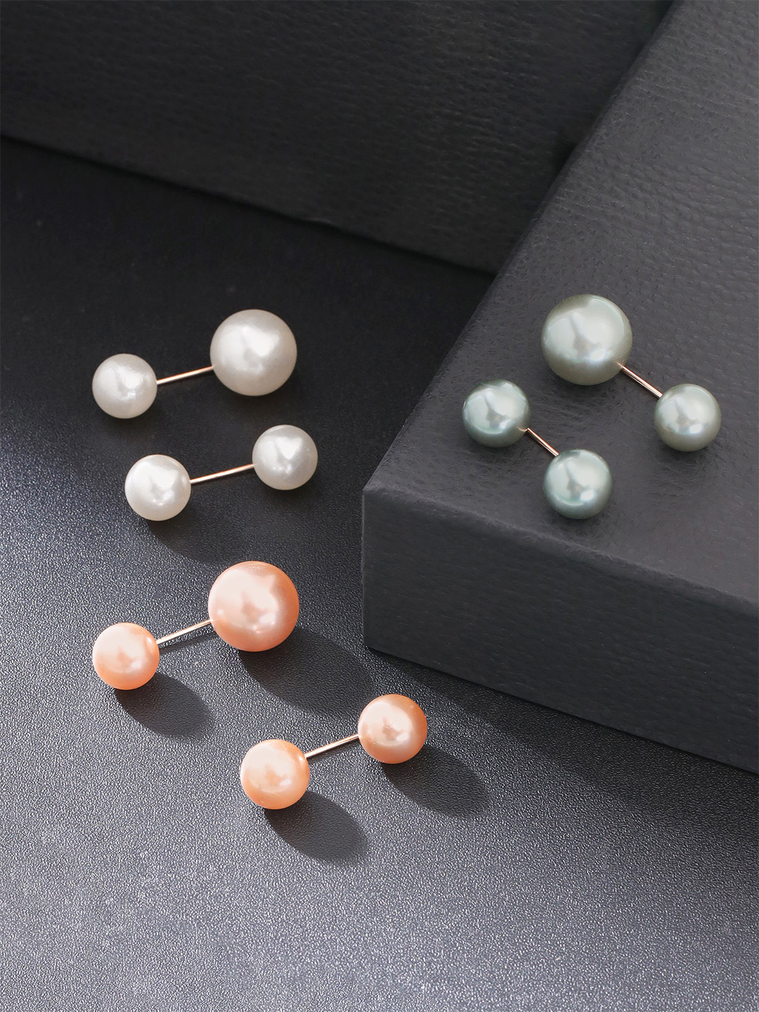 Yellow Chimes Women Set of 6 Pink & White Pearl Sweater Shawl & Brooch Pin