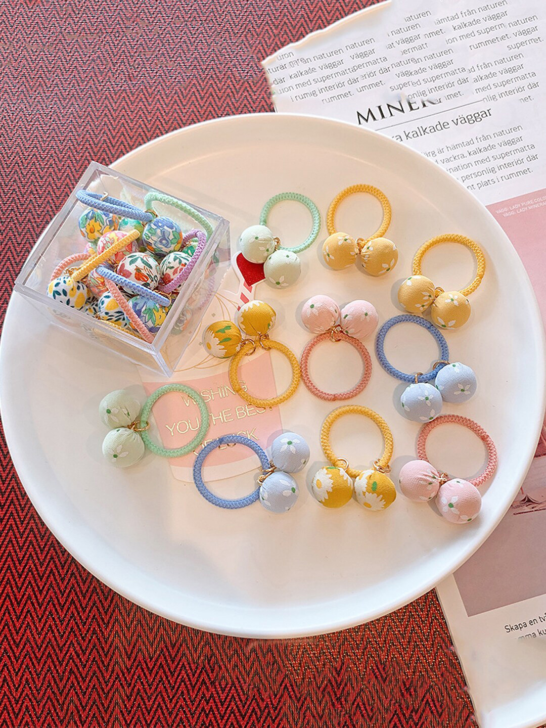 Yellow Chimes Girls Multicolor Cute Charms Hair Ties Hair Bands Rubberbands
