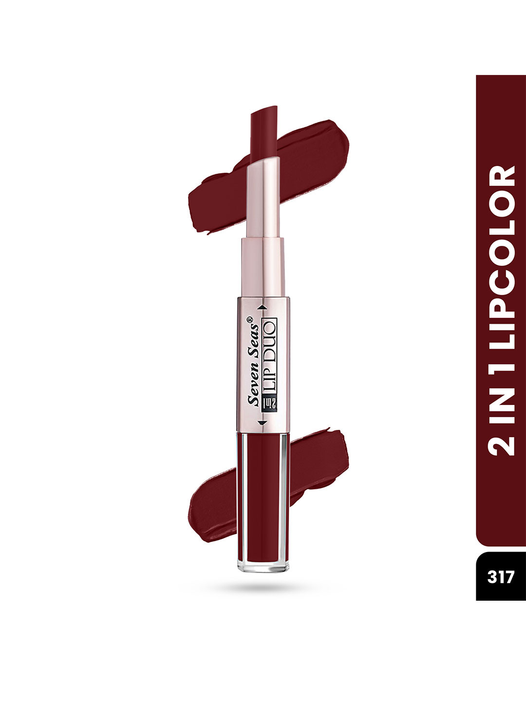 Seven Seas Maroon Lip Duo 2 In 1 Liquid Lipstick With Stick Lipstick - Rose Bud Cherry 317