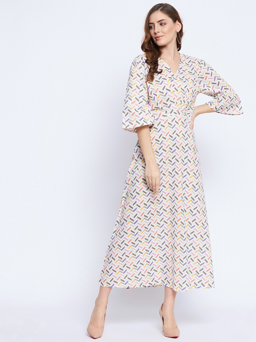 Ruhaans Cream-Coloured A-Line Dress