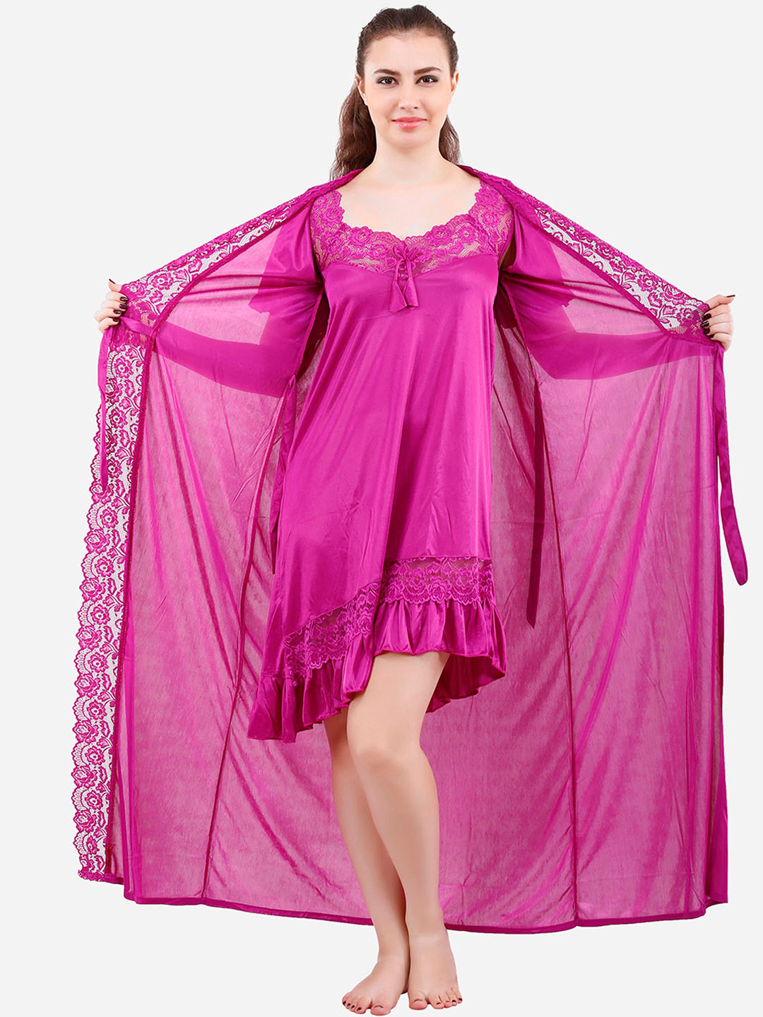 Romaisa Magenta Maxi Nightdress