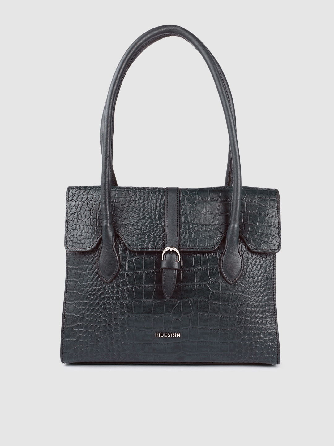 Hidesign Women Navy Blue Textured Leather Shoulder Bag