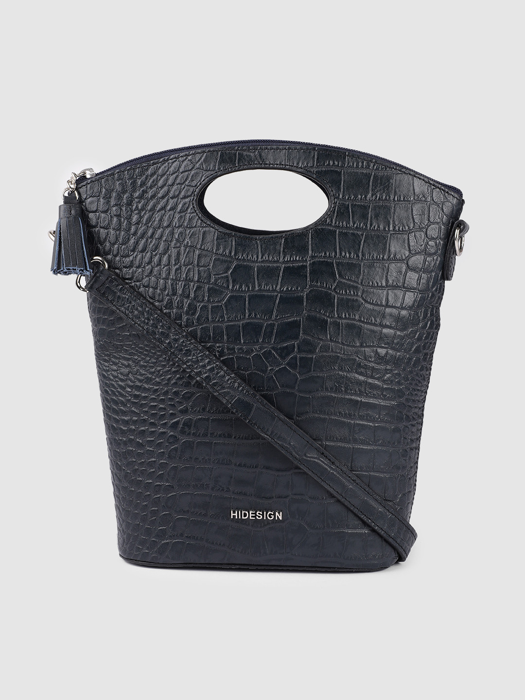 Hidesign Navy Blue Textured Leather Sling Bag