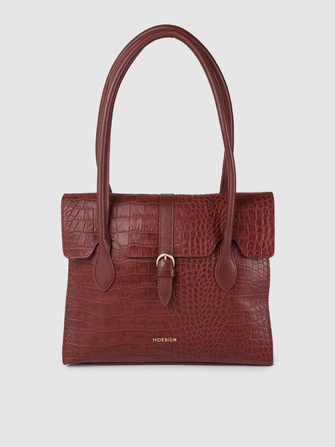 Hidesign Burgundy Textured Leather Shoulder Bag