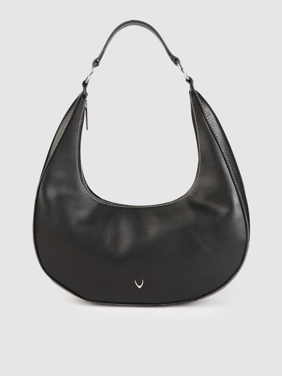 Buy Hidesign Women Black Leather Structured Hobo Bag Handbags