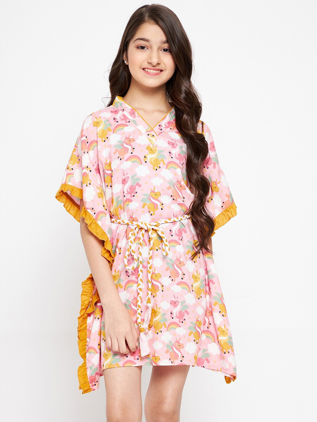 The Kaftan Company Pink Floral Kaftan Dress