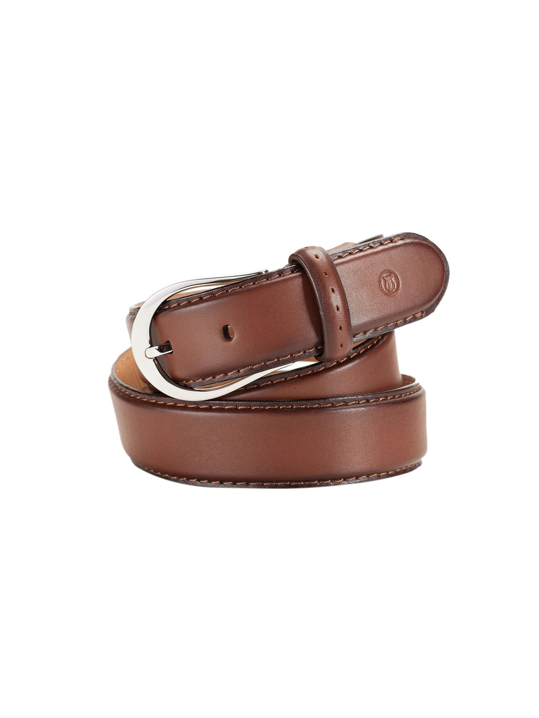 Lapis Bard Cognac Sullivan Silver Buckle with Two tone Leather strap Belt