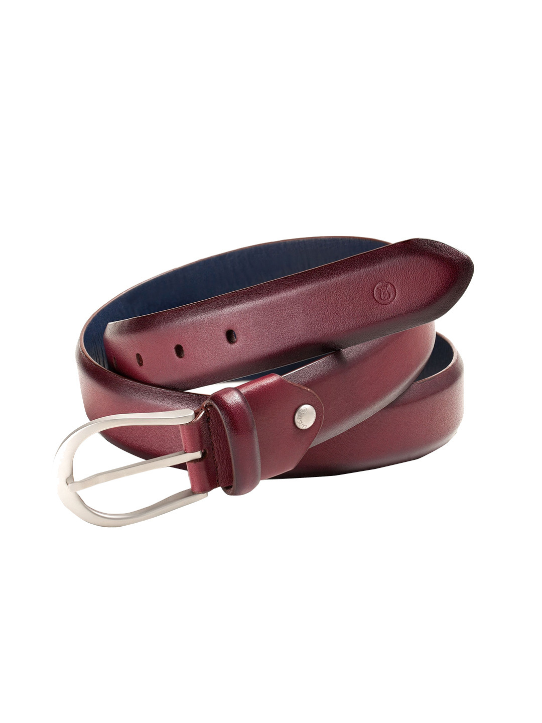 Lapis Bard Merlot Sullivan Satin Silver 35mm Buckle with Two tone leather strap Belt