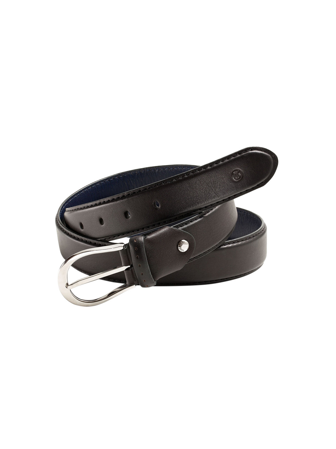 Lapis Bard Charcoal Sullivan Silver 35mm Buckle with Two tone Leather strap Belt