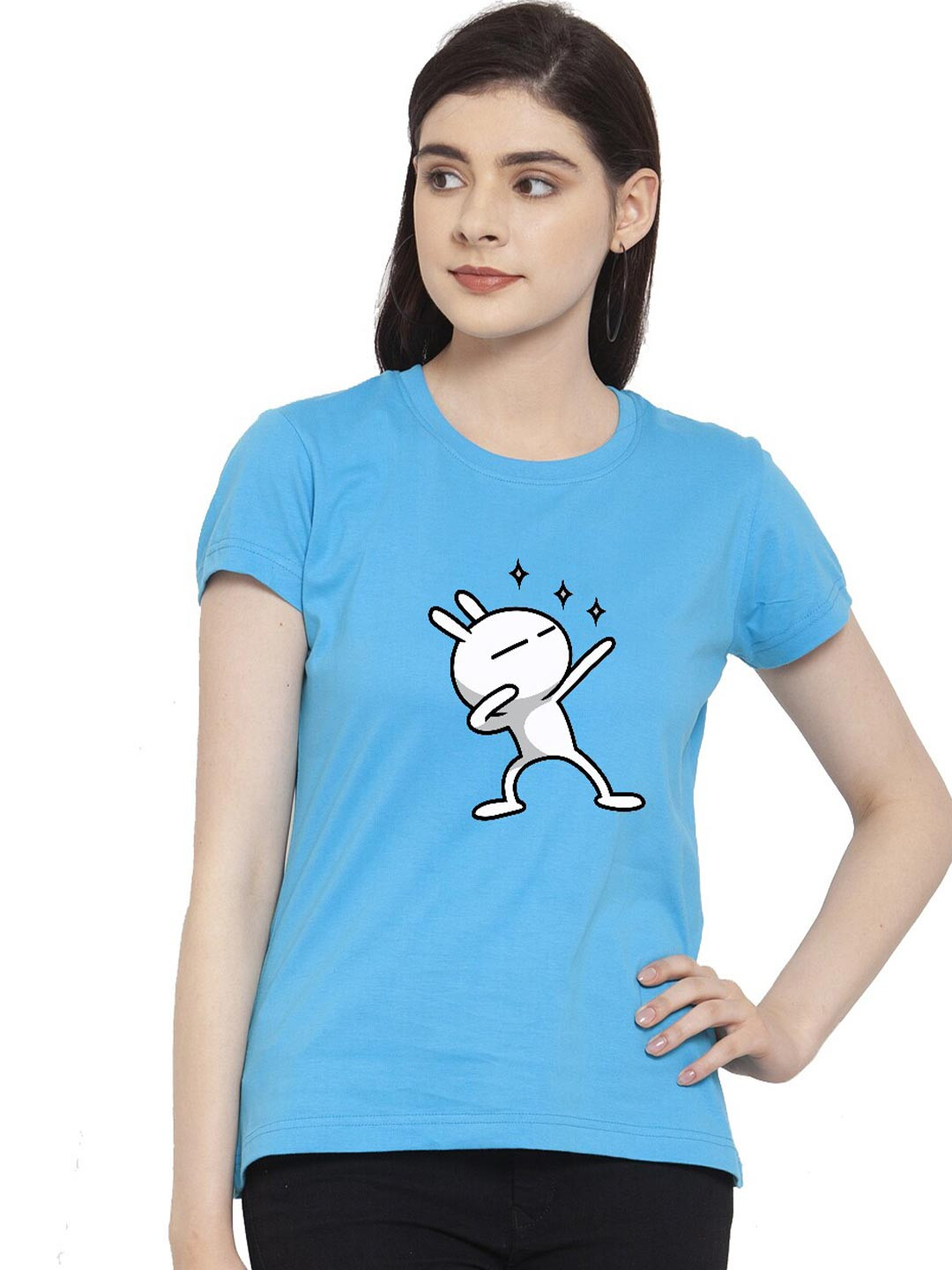 Friskers Women Turquoise Blue & sand dollar Printed T-shirt