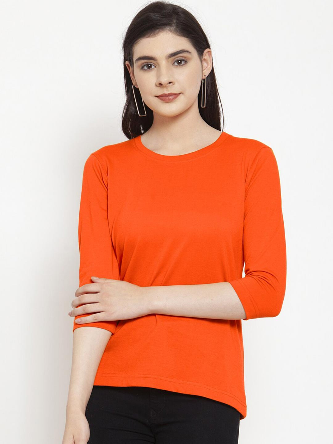 Friskers Women Orange & vermillion orange T-shirt