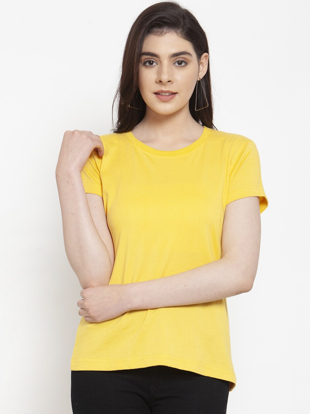 Friskers Women Yellow & naples yellow T-shirt